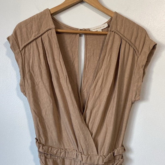 Monteau Los Angeles Jumpsuit Linen Blend Elastic Waist Small beige - Picture 3 of 13